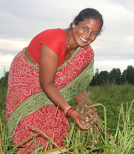 Lila Devi displays her farm