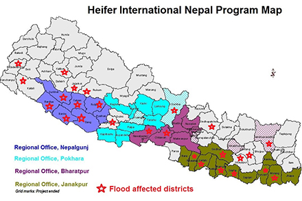 Map of districts affected by floods