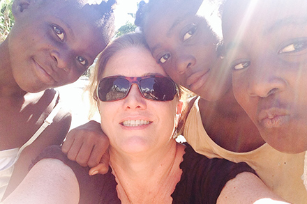 Cathy Sanders, Heifer's vice president for Philanthropy and Foundations, with some of the Heifer participants she met while on her second trip to Haiti.