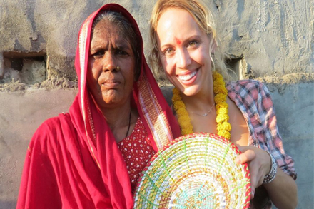 Cassi Jo Schriefer with a member of a Women's Self Help Group