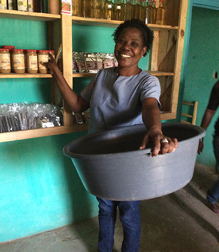 The women sell products at the CAFDESA retail store.