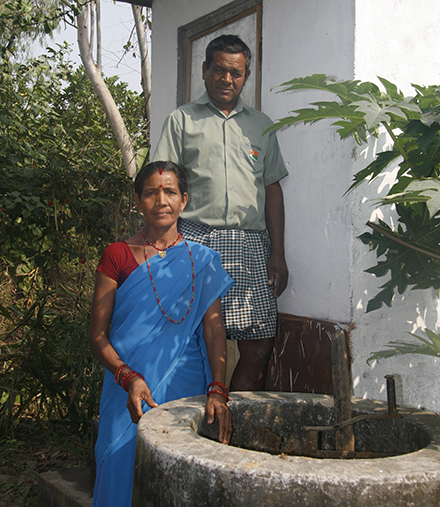 After receiving training from Heifer, Ganga Rasaili and her husband received a loan to build a hygienic toilet and biogas.