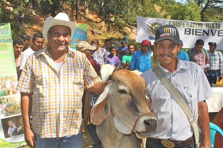 Tranquilino Aplicano (right) after passing on his calf to Mariano Zepeda. 