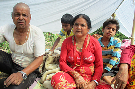Uma Nepal and her family have been camping under a plastic tent since the earthquakes.