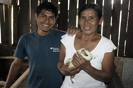 Yours family raises guinea pigs as well. He has learned how to best care for these small animals at Heifer's animal management trainings.