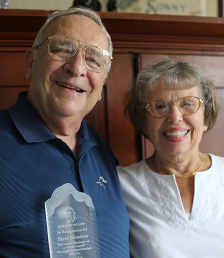 Steve and Carolyn with his Dan West Fellow Award