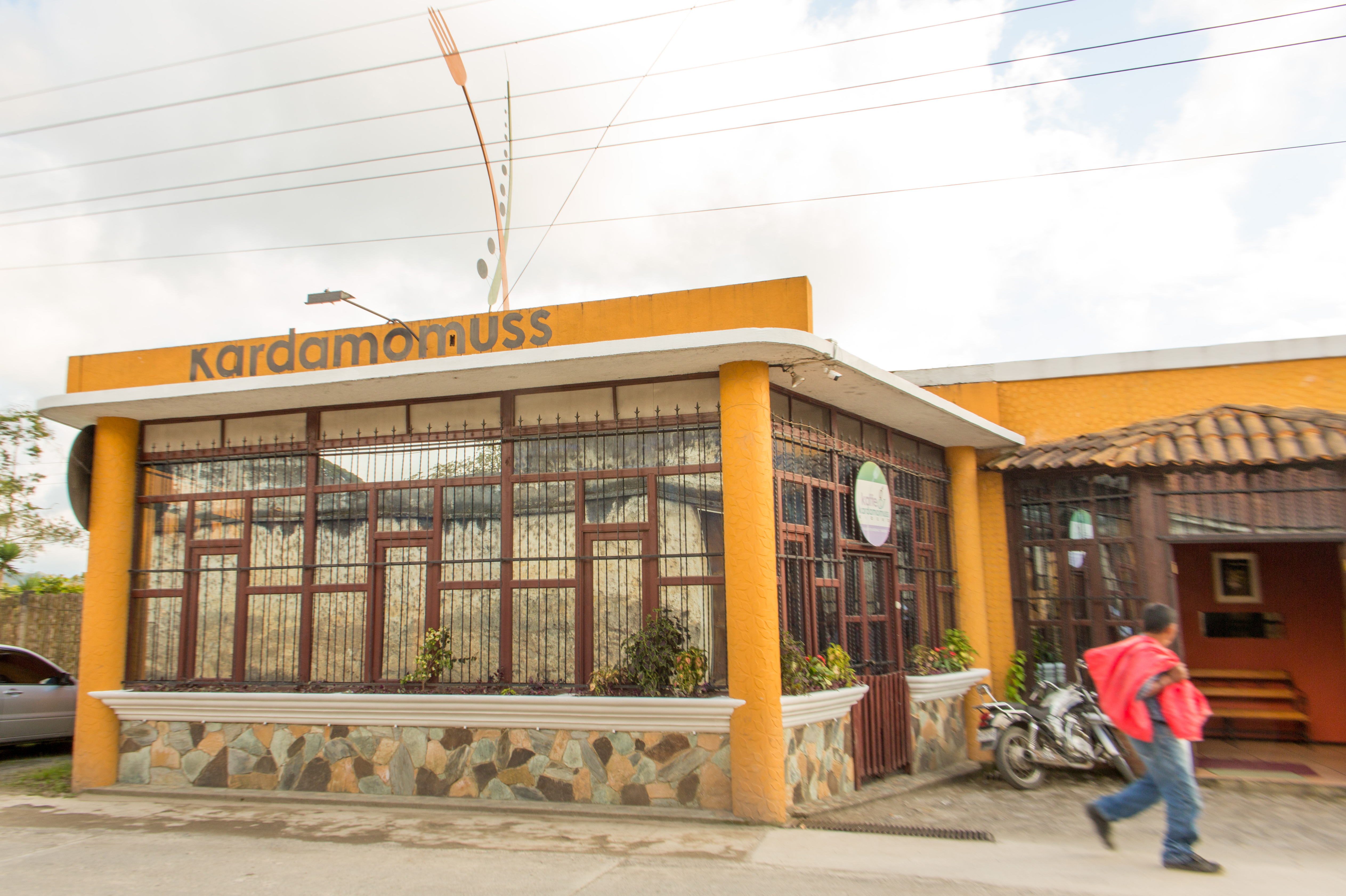 Exterior of Kardamomuss Restaurant in Coban, Alta Verapaz, Guatamala.