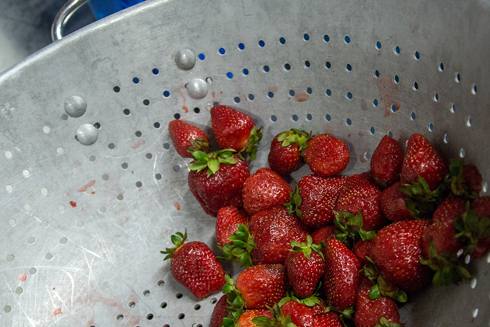 Freshly picked strawberries.