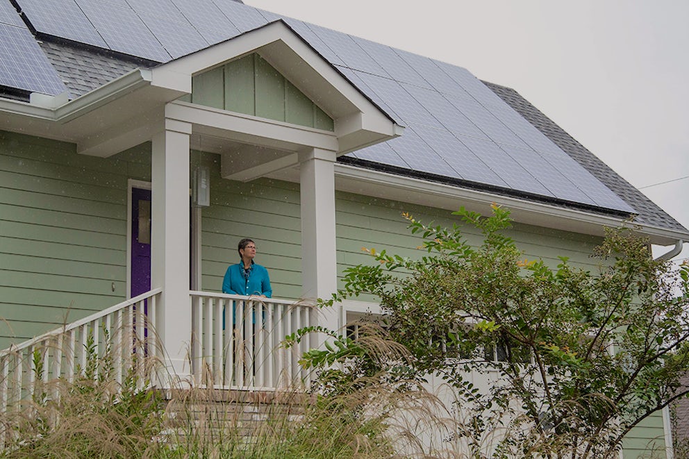 Even on a rainy day, the Owens's home is generating energy.