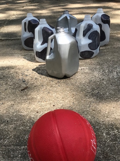 Milk jug bowling set.