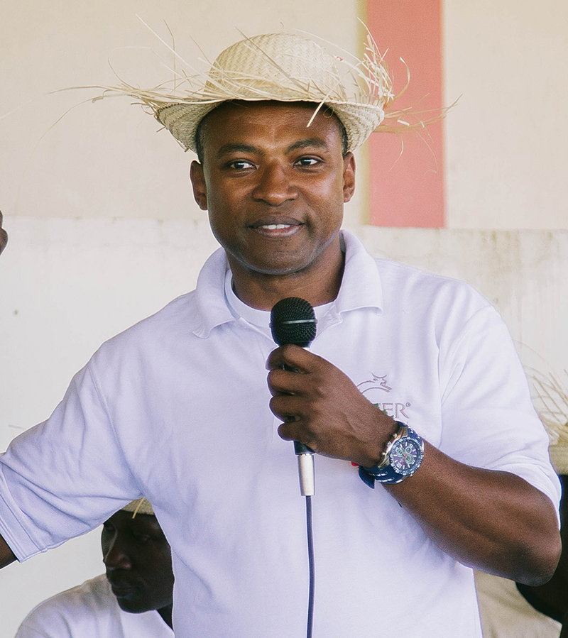 Heifer Haiti Director Hervil Cherubin dedicates Lake Verger in March of 2016.