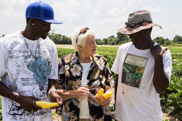Jan Schrock visits Delta farmers.