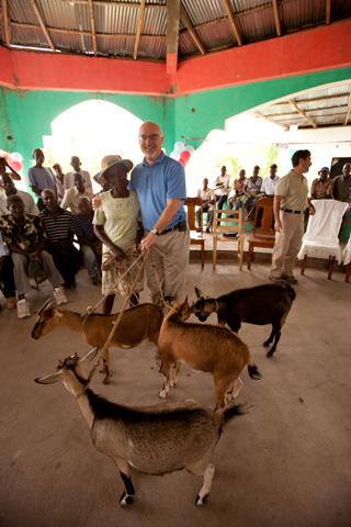 Pierre Ferrari participates in a Passing on the gift ceremony in Haiti.
