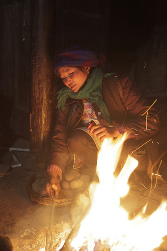 Building a Fire in Sichuan Province, China