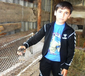 Universal Children's Day: Young Rudik holds a chicken from his poultry farm, a business he created through a YES! Youth Club affiliated with Heifer International Armenia.