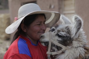 Llama and Woman
