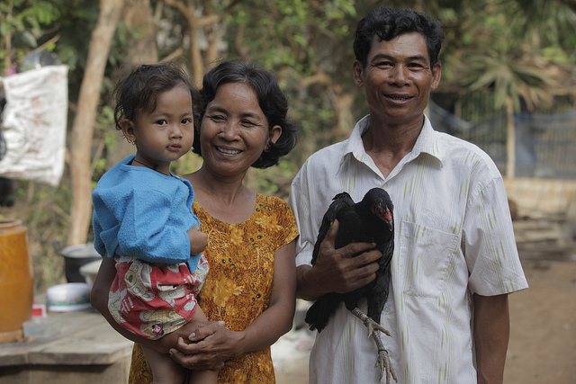 A Heifer International project family in Meanchey Village, Siem Reap Province, Cambodia
