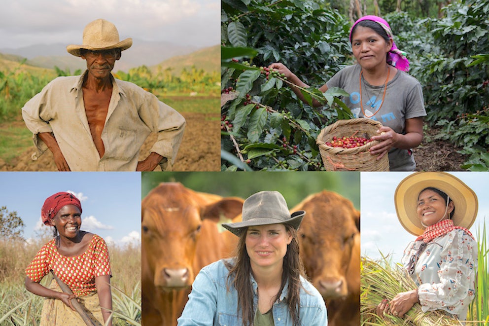 collage of different farmers around the world