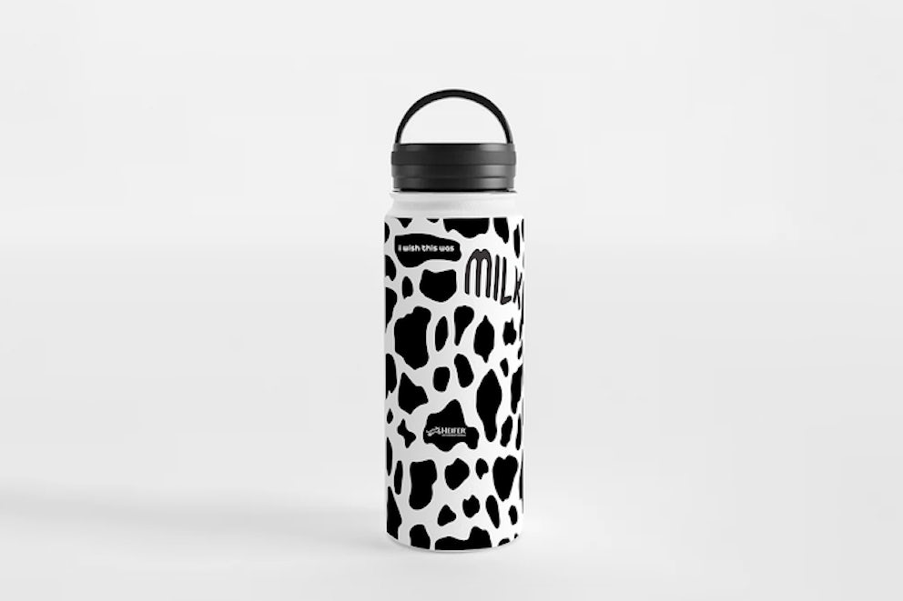 cow print water bottle