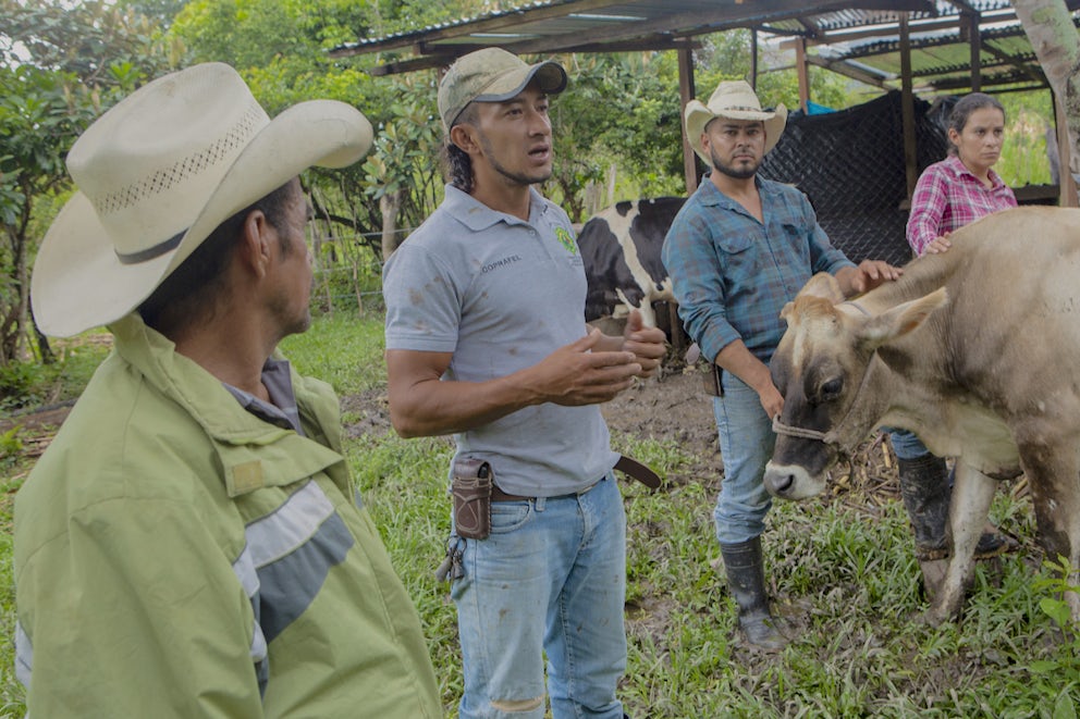 group was participating in a field school called Escuela de Campo or ECA that teach certain skills to farmers in the area.