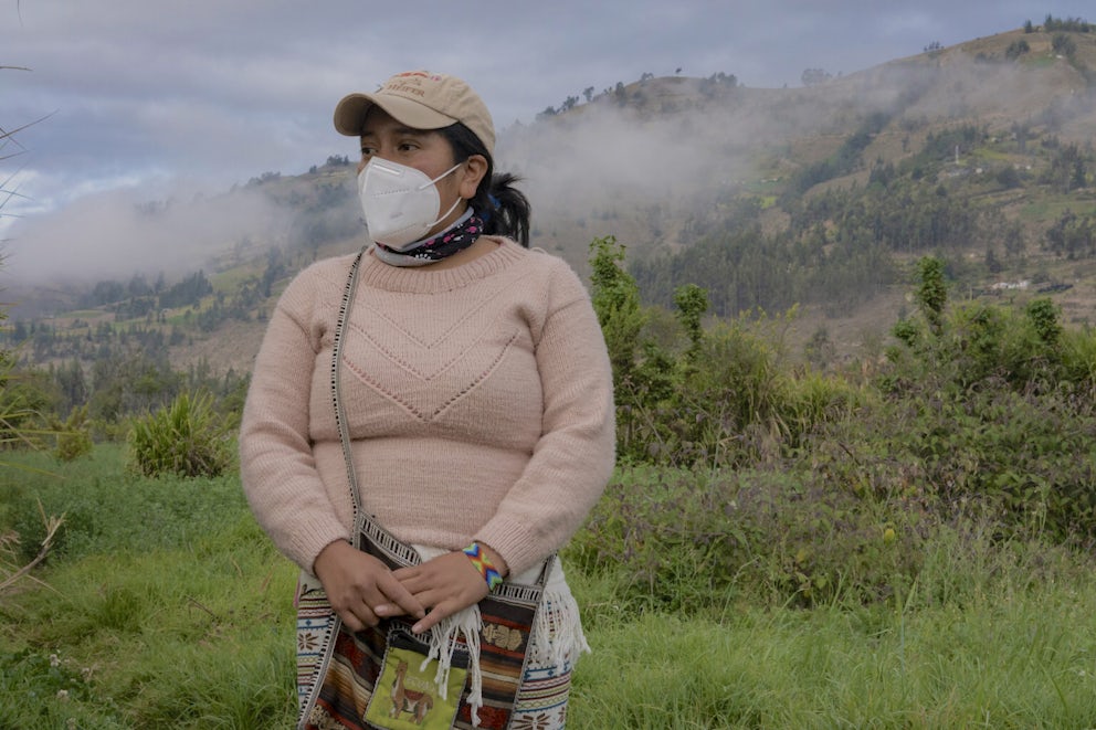 Josselin Vega, 25, in one of her agroecological lands in San Isidro, Cotopaxi, Ecuador. A leader in her community, she has worked in this land for five years. (Heifer International / Isadora Romero)