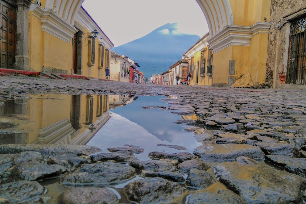 cobblestone street in a small town
