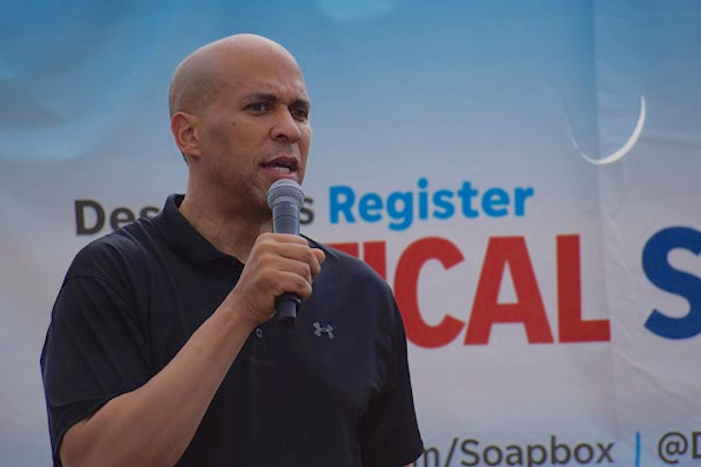 Corey Booker at ISF 2019 soapbox