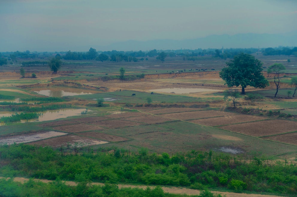 Landscape of farming fields in Nepal.