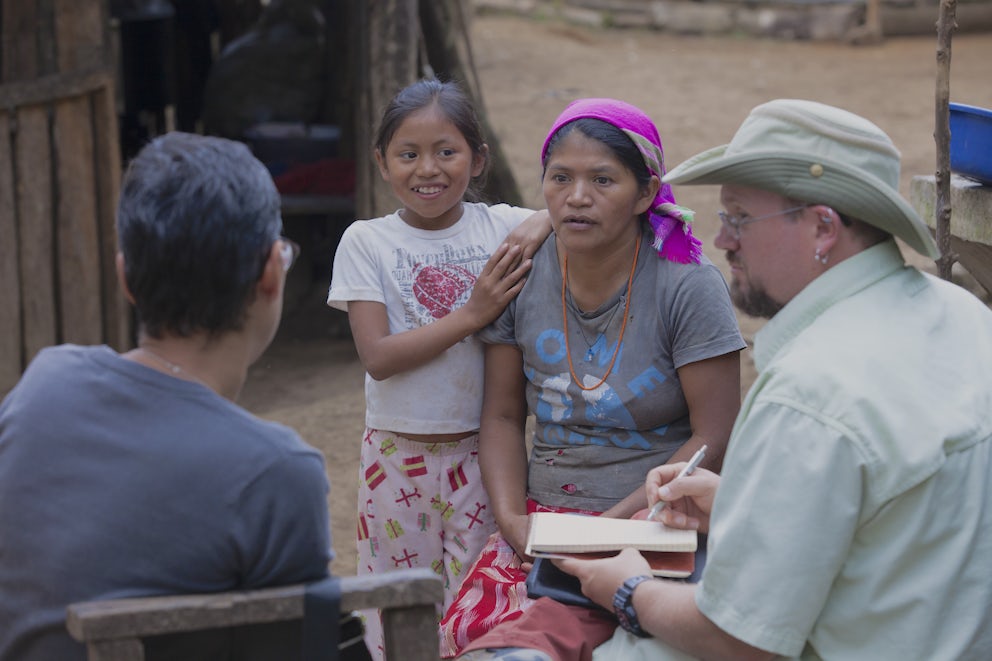 Woman with her child interviewing.