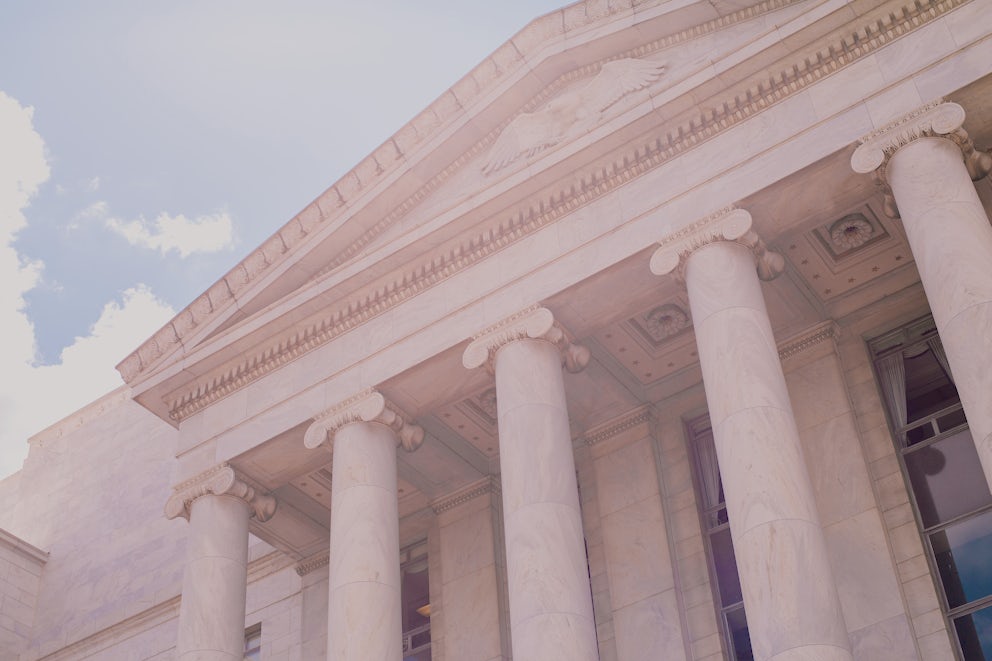Columns of government building.