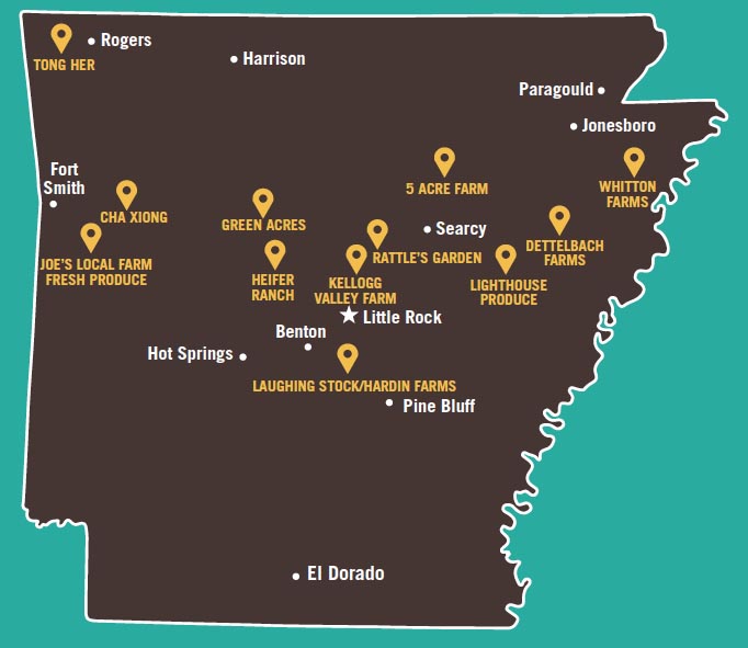 Map of Foodshed Farms CSA farmers 