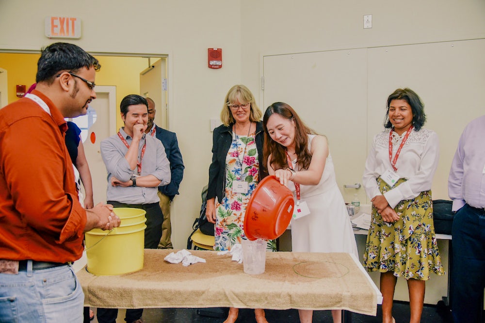 Amy Smith (middle) oversees a session of the MIT Professional Education course Inclusive Innovation: Designing for a Better World in 2019. Photo courtesy MIT D-Lab