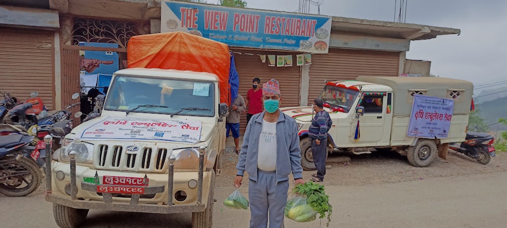 During COVID-19, Heifer Nepal repurposed its pickup trucks to work as agri-ambulances to deliver necessary food items to consumers.