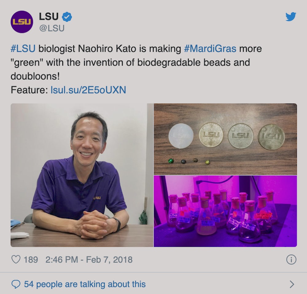 Screenshot of instagram post of Naohiro Kato and his biodegradable doubloons.