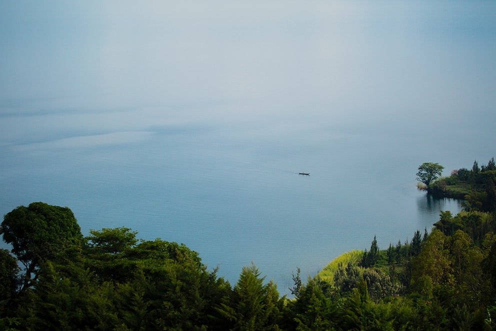 Thanks to Rwanda's green policies bodies of water like Lake Kivu (shown here) are free from discarded plastic bags and packaging. Photo by Phil Davis