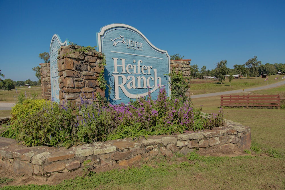 The Heifer Ranch welcome sign