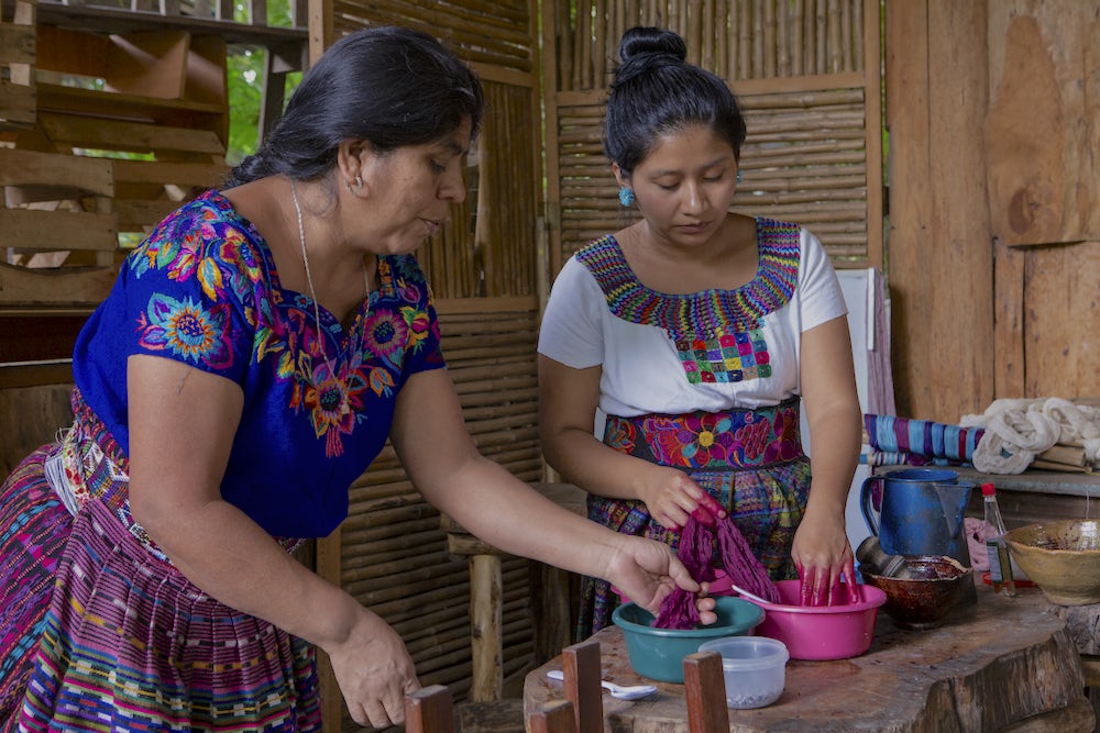 Two women in Guatemala make dye from insects for their business.