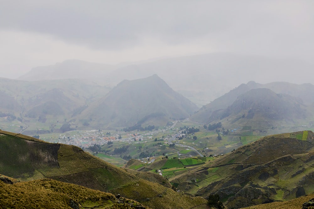 Landscape view of the mountain village of Apahua, Ecuador. 