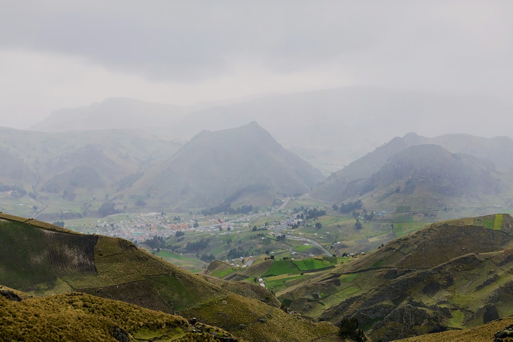 Landscape view of the mountain village of Apahua, Ecuador.