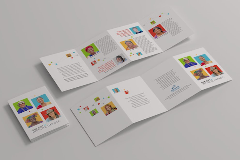 Heifer Honor Card for Holidays unfolded, with all 8 panels displayed