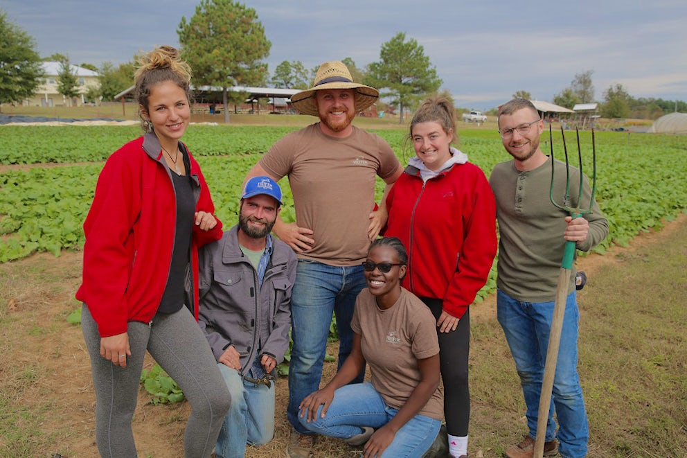 group of volunteers that work the gardens at Heifer Ranch