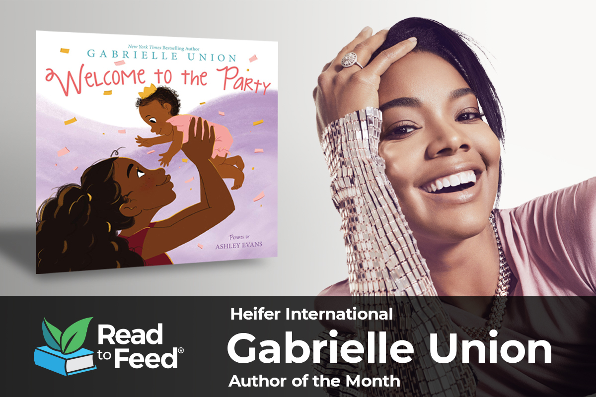 Gabrielle Union smiling next to her book, titled Welcome to the Party