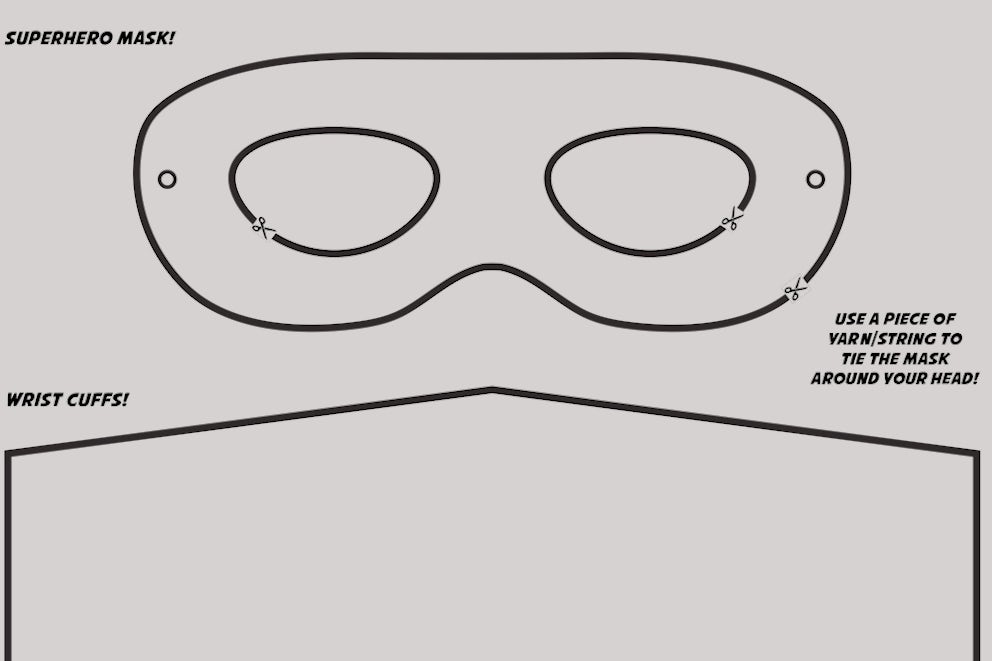printable superhero wristbands and mask